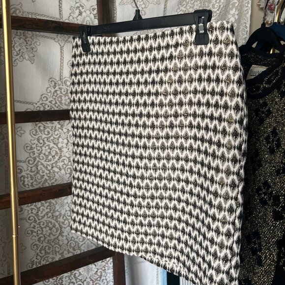 Sparkly Metallic Gold, Black and Cream Loft Outlet Mini Skirt - Size 6 P - Picture 4 of 7